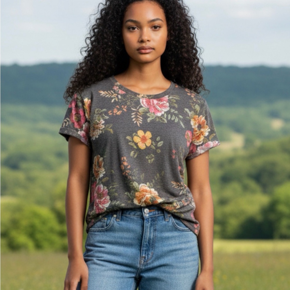 Apt. 9 Floral Charcoal Women's Tee